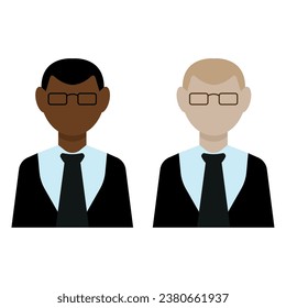 
Illustration depicting two office employees wearing ties, one dark-skinned and one light-skinned