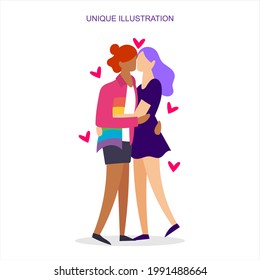 an illustration depicting two women who like each other to commemorate the day of pride