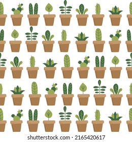 illustration depicting a watering can, potted plants and gardening tools