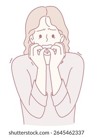Uma ilustração retratando uma mulher preocupada com uma clara demonstração de ansiedade e profunda preocupação em sua expressão facial
