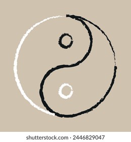 
Illustration depicting the yin yang symbol in black and white. "Yin" means feminine, and "yang" means masculine.