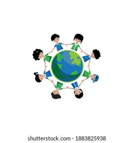 an illustration depicting a young generation who will protect the earth together.
