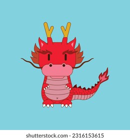 The illustration depicts an adorable and whimsical kawaii dragon. eps 10