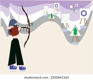 The illustration depicts an archer shooting at a target