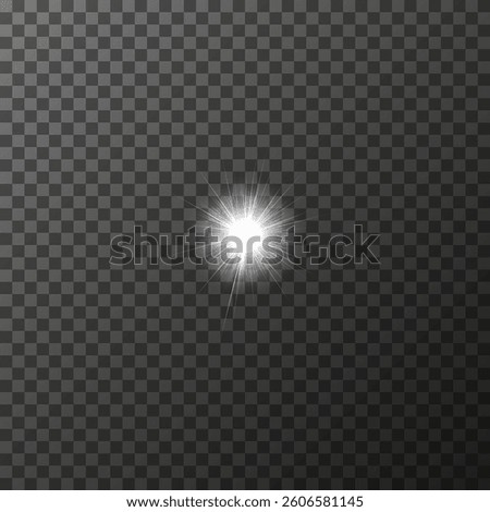 The illustration depicts a bright flash of light emitting thin rays. The flash has a spherical shape and an intense white glow, creating a shining effect. EPS10 vector illustration.