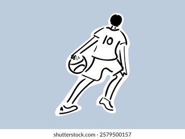 illustration depicts the dynamics of a basketball game, with players in action on the court.