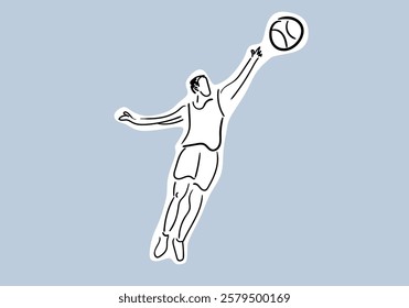 illustration depicts the dynamics of a basketball game, with players in action on the court.