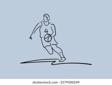 illustration depicts the dynamics of a basketball game, with players in action on the court.