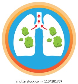 Illustration depicts a lung with phlegm, mucus being spelled. Ideal for health and institutional information