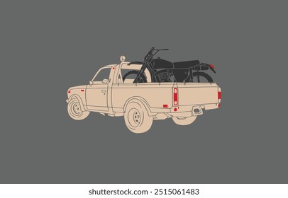 The illustration depicts a motor trail bike loaded on the back of an open truck