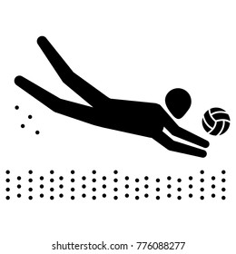 Illustration depicts pictogram of beach volleyball sport, game of doubles. Ideal for sports and institutional materials