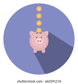 The illustration depicts piggy bank with a pink piggy bank in front. Can be used to image media.