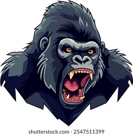 The illustration depicts a powerful gorilla with its eyes filled with rage. 