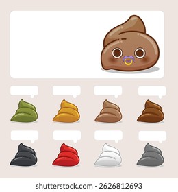 La ilustración muestra una variedad de colores de las heces, que pueden servir como indicadores clínicos de la condición de salud de una persona.