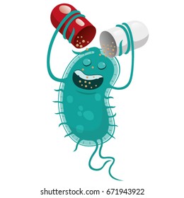 Illustration depicts a super bug a microorganism, drug resistant or antibiotic. Ideal for informational and medicinal materials