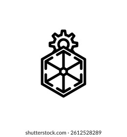 Illustration depicts technology solution icon with gear and arrows, ideal for explaining complex systems or process optimization in your visual projects.