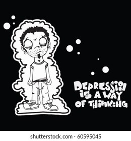 Illustration eines depressiven Jungen