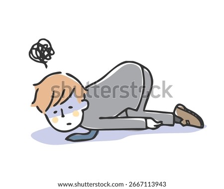 Illustration of a depressed and dejected businessman.