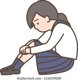 Illustration of a depressed female student