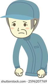 Illustration of a depressed senior male worker