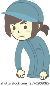 Illustration of a depressed young female worker