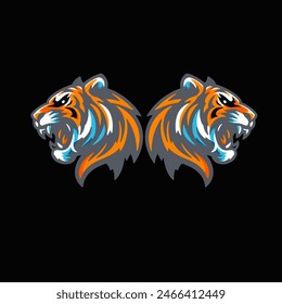 illustration desain logo with element tiger