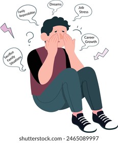 Eine Illustration, die einen gestressten Mittelklasse-Jungen beschreibt.