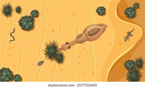 Illustration of desert animals and plants in harmony