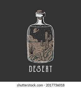 Illustration of desert in the bottle with hand drawn style vector