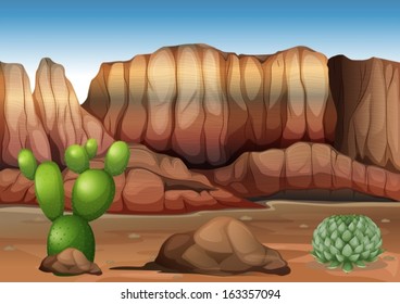 Illustration of a desert with cacti