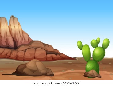 Illustration of a desert with a cactus