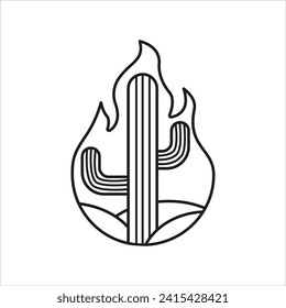 illustration Desert, cactus, fire icon. Simple line, outline vector elements of landscape icons for ui and ux, website or mobile application on white background