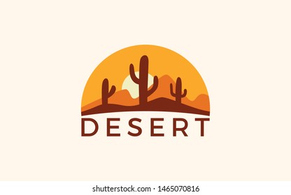 Illustration of desert cover in a semicircle with orange theme