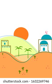 Illustration of Desert Environment, East Africa, Egypt, Arabian Desert. Suitable for poster, banner, greeting, etc. Vector Illustration EPS 10.