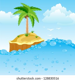 Illustration of the desert island in ocean