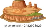 Illustration of desert landform with mesas and buttes