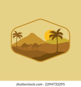 Illustration of a desert landscape with a minimalistic design