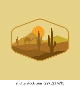 Illustration of a desert landscape with a minimalistic design