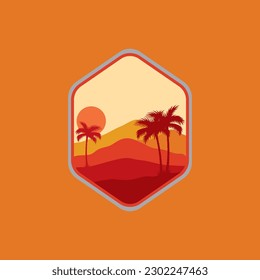 Illustration of a desert landscape with a minimalistic design