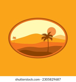 Illustration of a desert landscape with a minimalistic design
