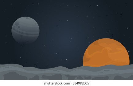 Illustration of desert planet outer space landscape