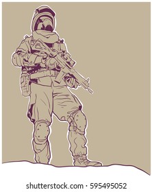 Illustration of a desert soldier