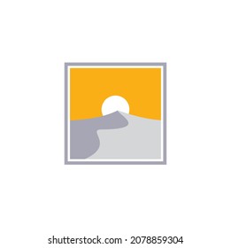 illustration of desert and sun, vector art.