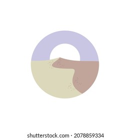 illustration of desert and sun, vector art.