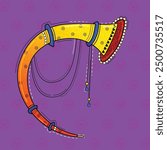 illustration of desi (Indian) art style tutari Indian musical instrument.
