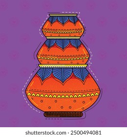 illustration of desi (Indian) art style colorful clay pots.