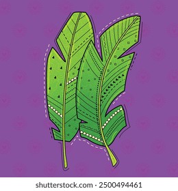 illustration of desi (Indian) art style banana leaf.