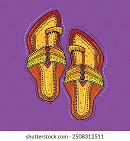 ilustração do par de estilos de arte desi (indiano) da sandália Kolhapuri (chappal).