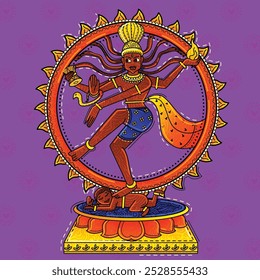 illustration of desi (Indian) art style dancing god Nataraja 