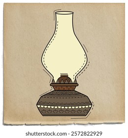 illustration of desi (indian) art style kerosene lamp.
